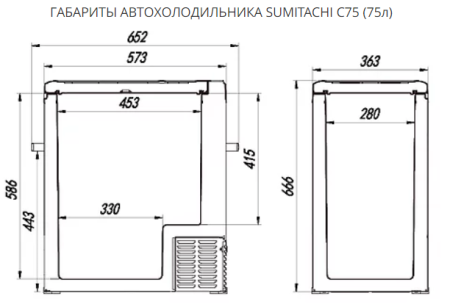 Автохолодильник компрессорный SUMITACHI C75 с адаптером на 220